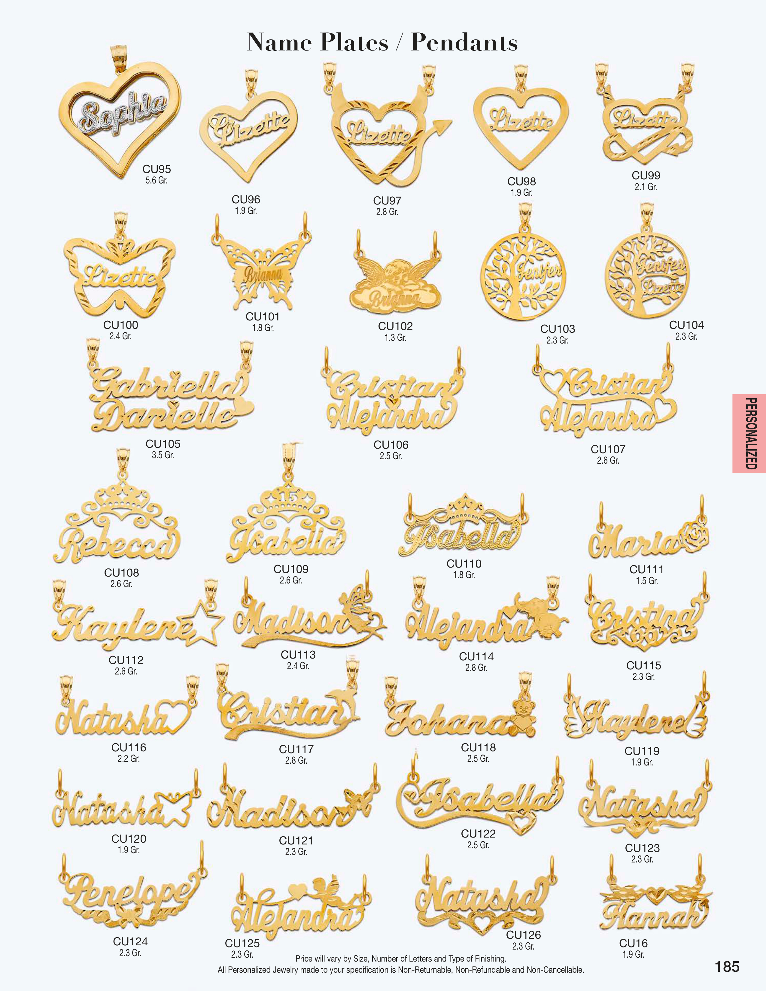 Personalized Jewelry catalog page 185