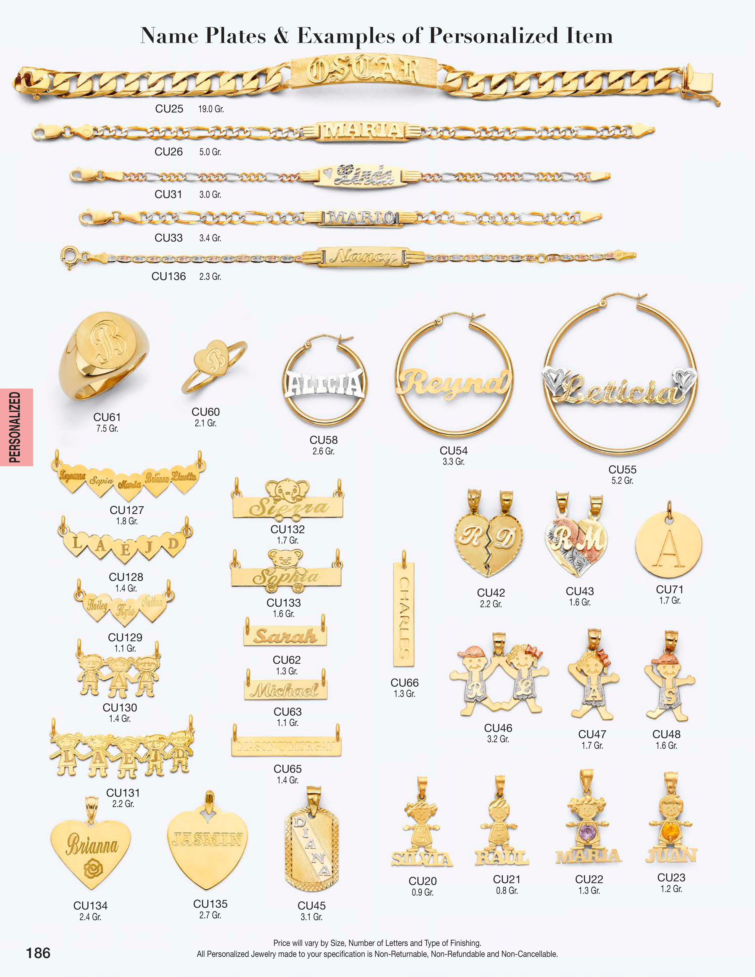 Personalized Jewelry catalog page 186